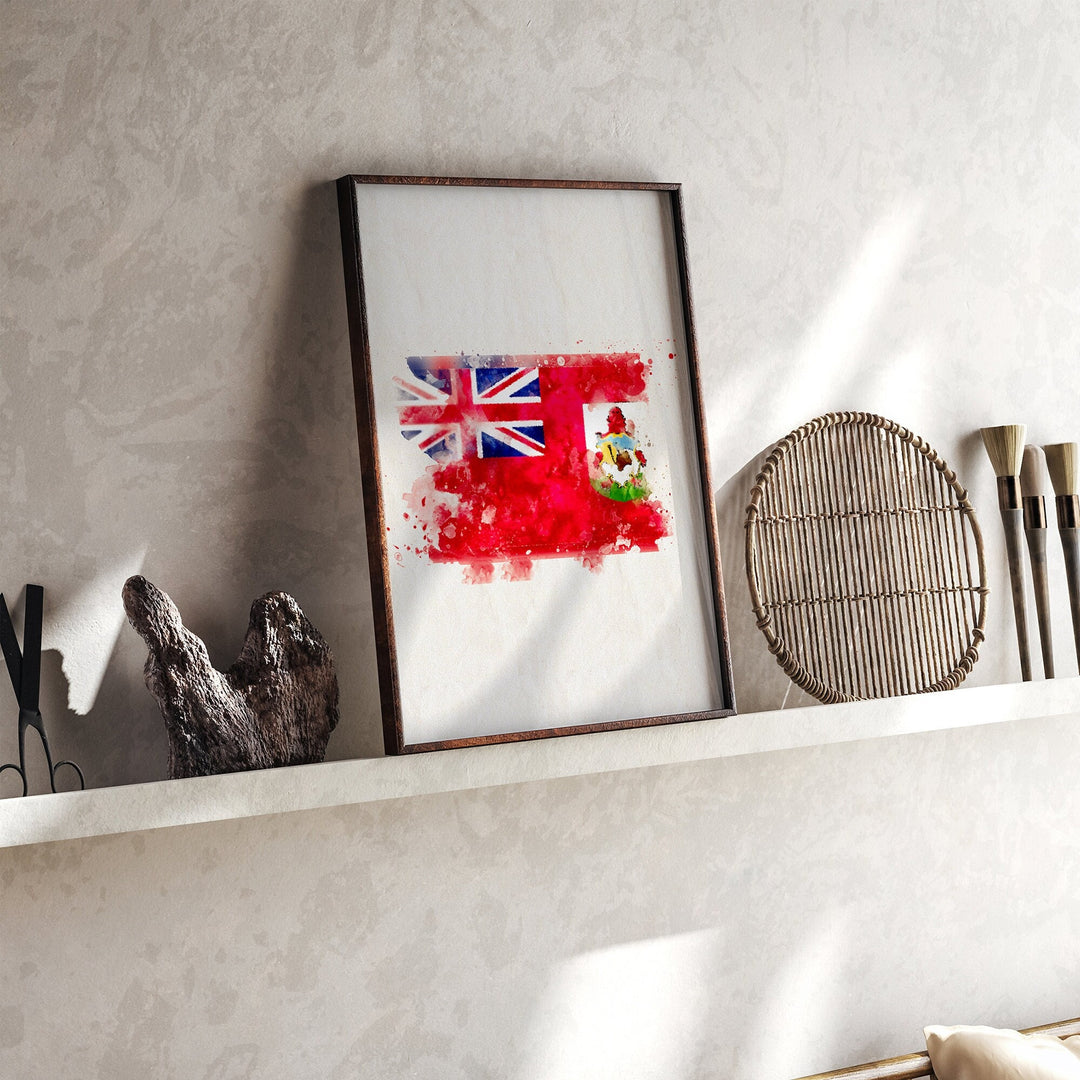 Bermuda Watercolor Flag Wall Art Print | Bermuda Travel Poster
