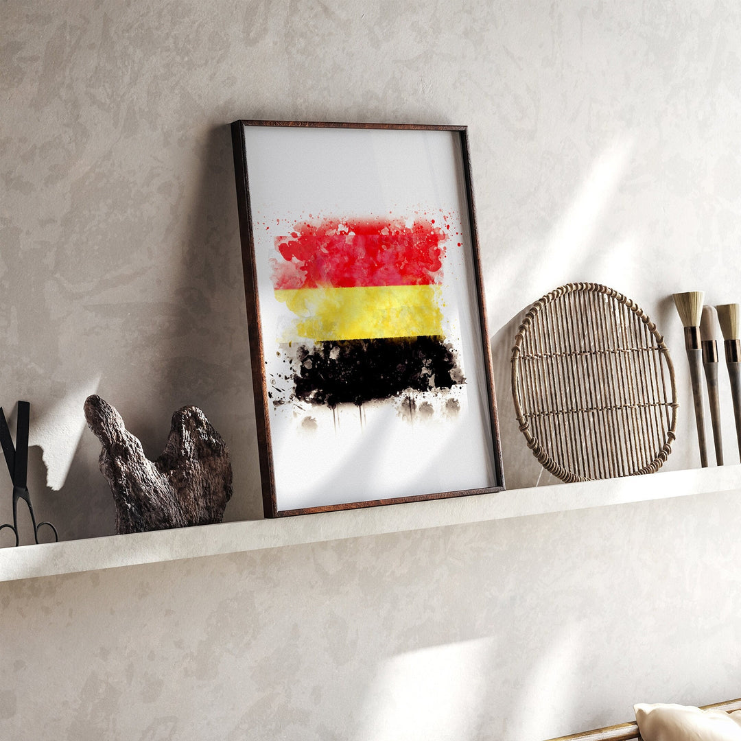 Belgium Watercolor Flag Wall Art Print | Belgium Travel Poster