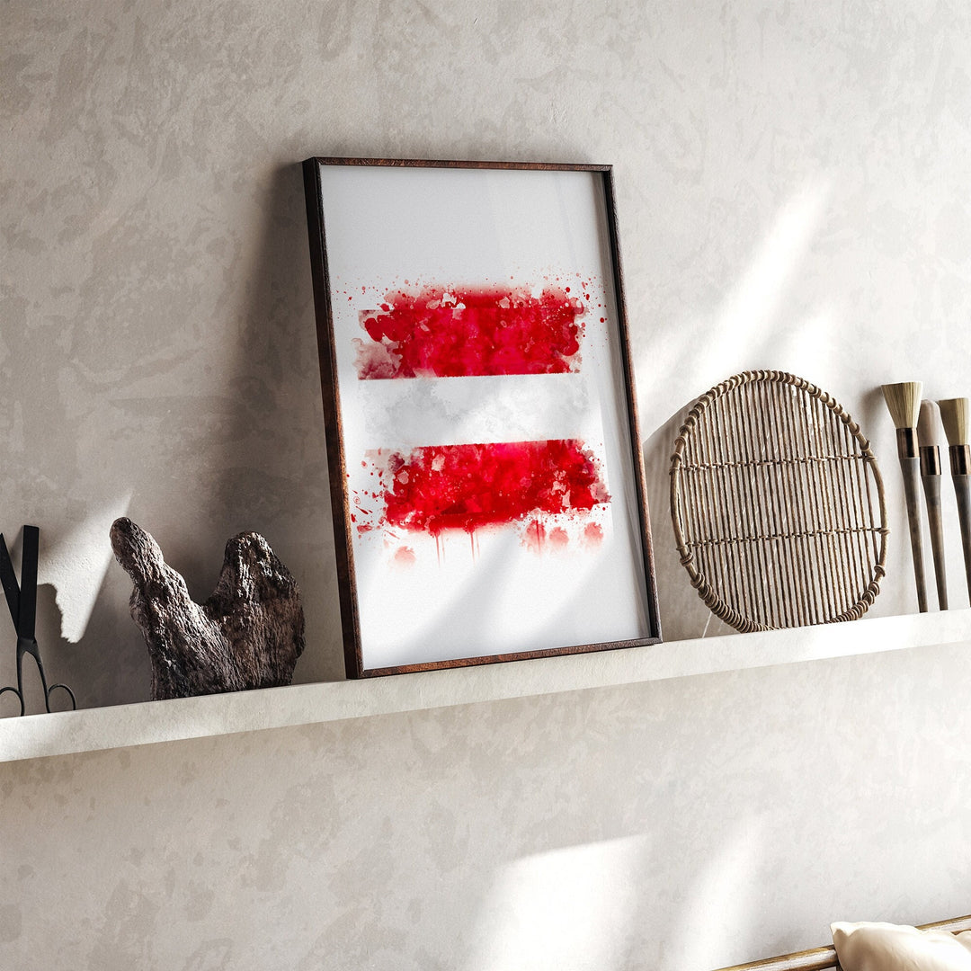 Austria Watercolor Flag Wall Art Print | Austrian Travel Poster