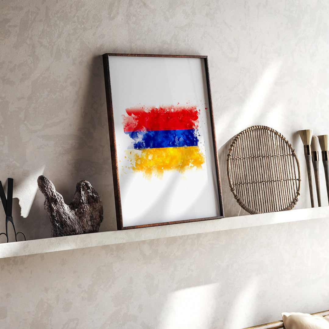 Armenia Watercolor Flag Wall Art Print | Armenian Art