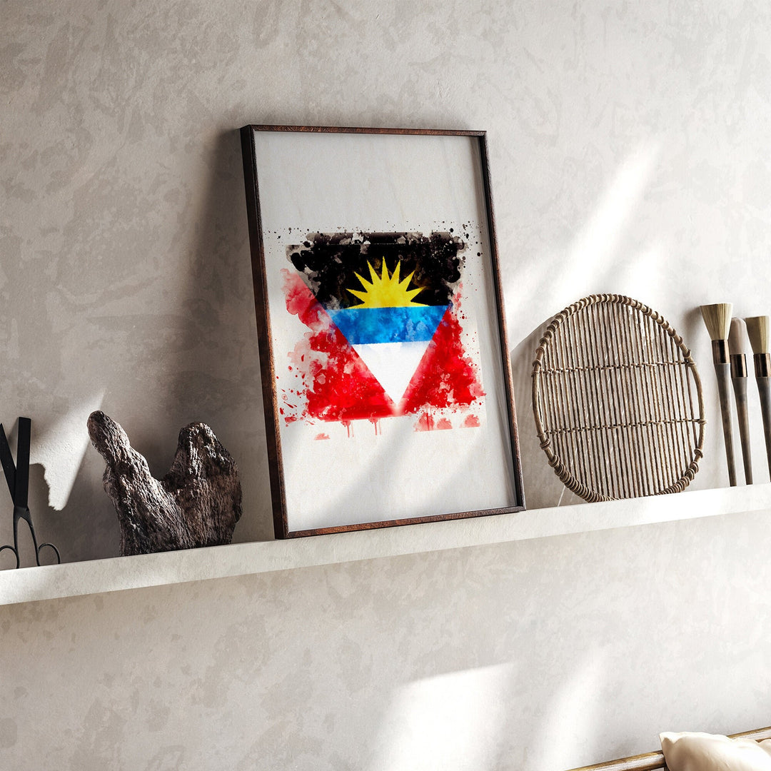 Antigua and Barbuda Watercolor Flag Wall Art Print