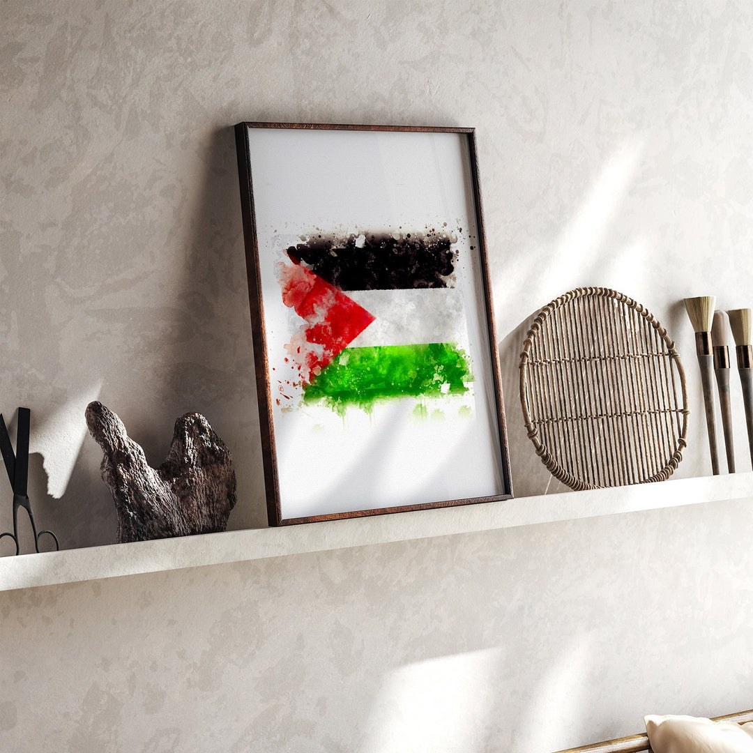 Palestine Watercolor Flag Wall Art Print | Palestine Travel Poster