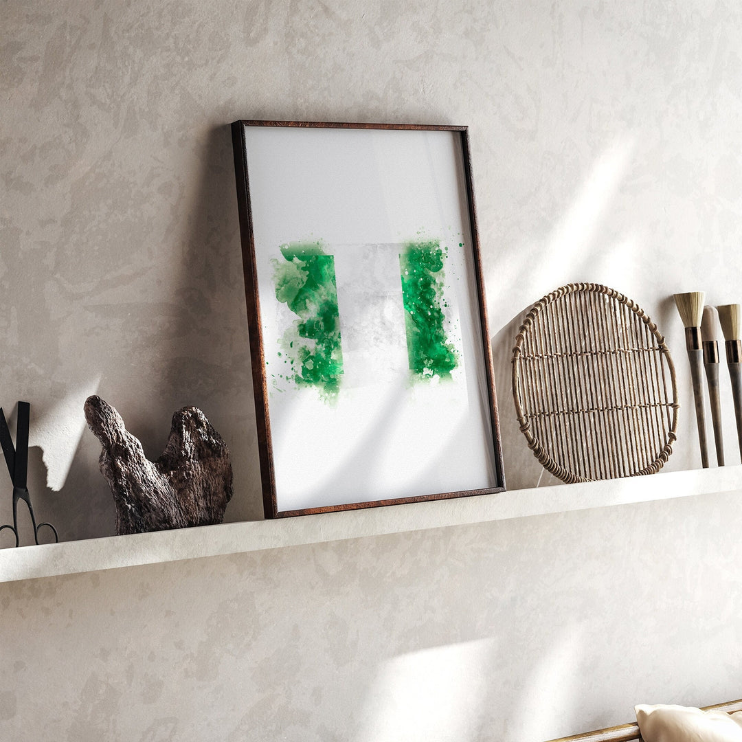 Nigeria Watercolor Flag Wall Art Print | Nigeria Travel Poster