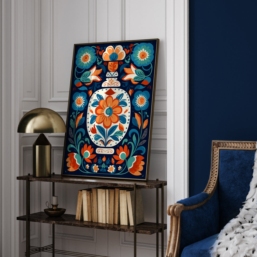 Mexican Talavera Pattern Wall Art | Mexico Wall Art Print | Mexican Decor | Floral Vase Edition