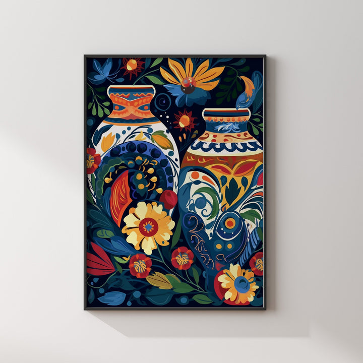 Mexican Wall Art | Talavera Vase Pattern | Mexico Wall Art Print | Mexican Decor