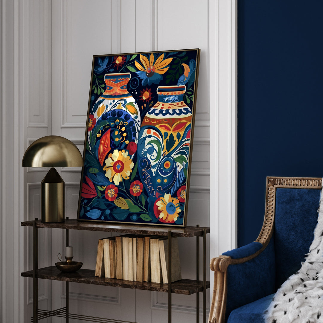 Mexican Wall Art | Talavera Vase Pattern | Mexico Wall Art Print | Mexican Decor