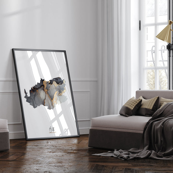 Bath Map Black and Gold Wall Art Print | Somerset | England | United Kingdom | Great Britain