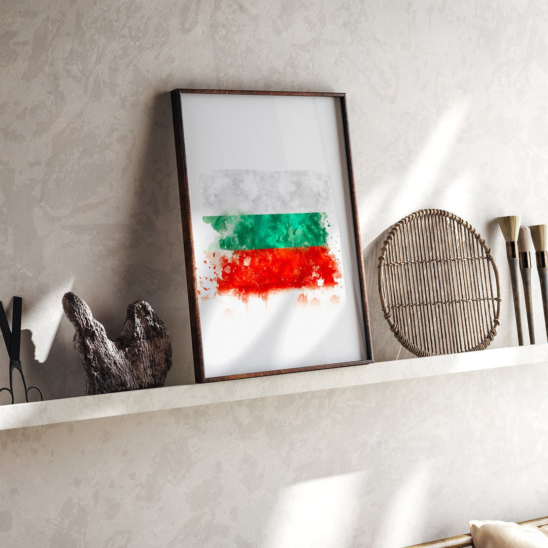 Bulgaria Watercolor Flag Wall Art Print | Bulgaria Travel Poster