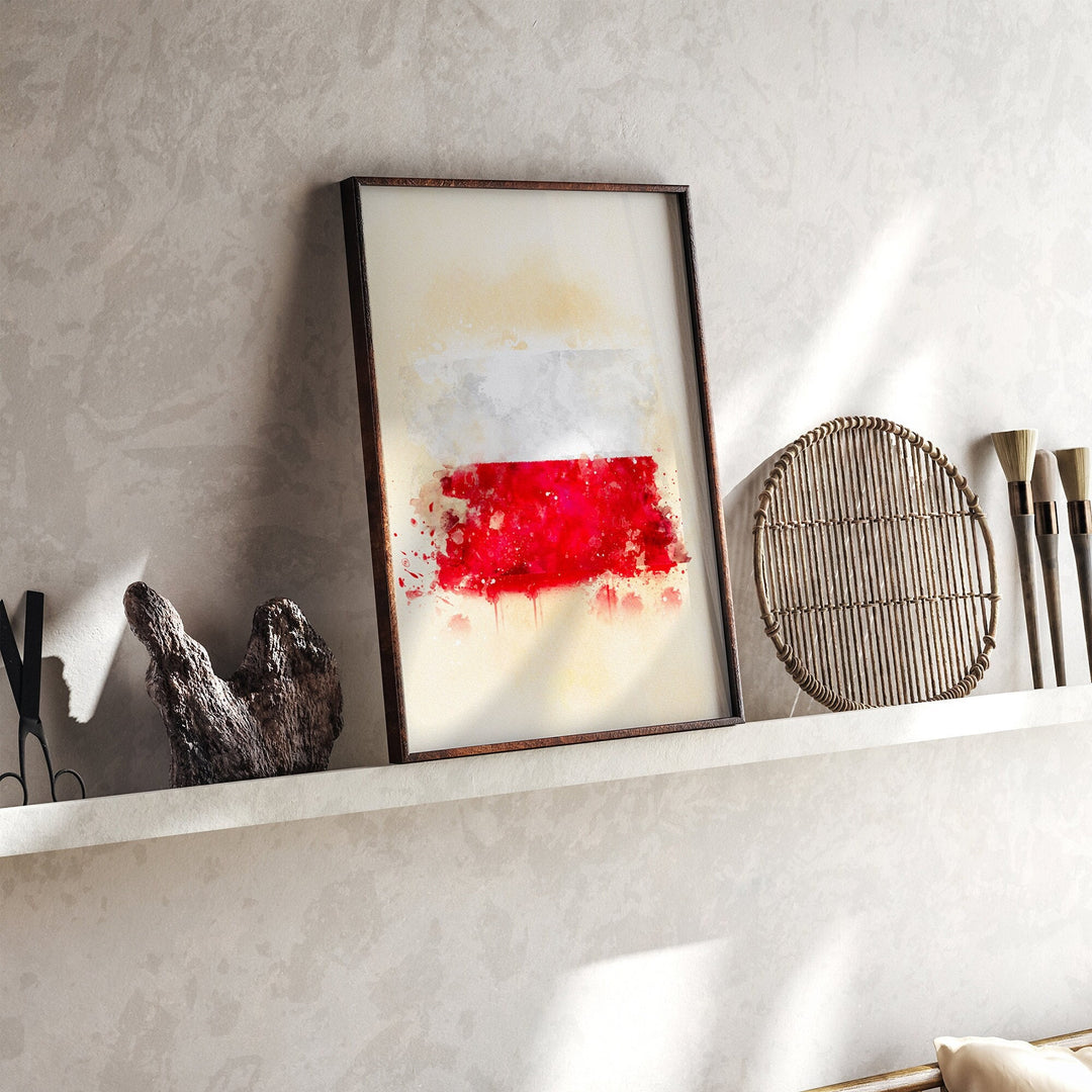 Poland Watercolor Flag Wall Art Print | Poland Travel Poster
