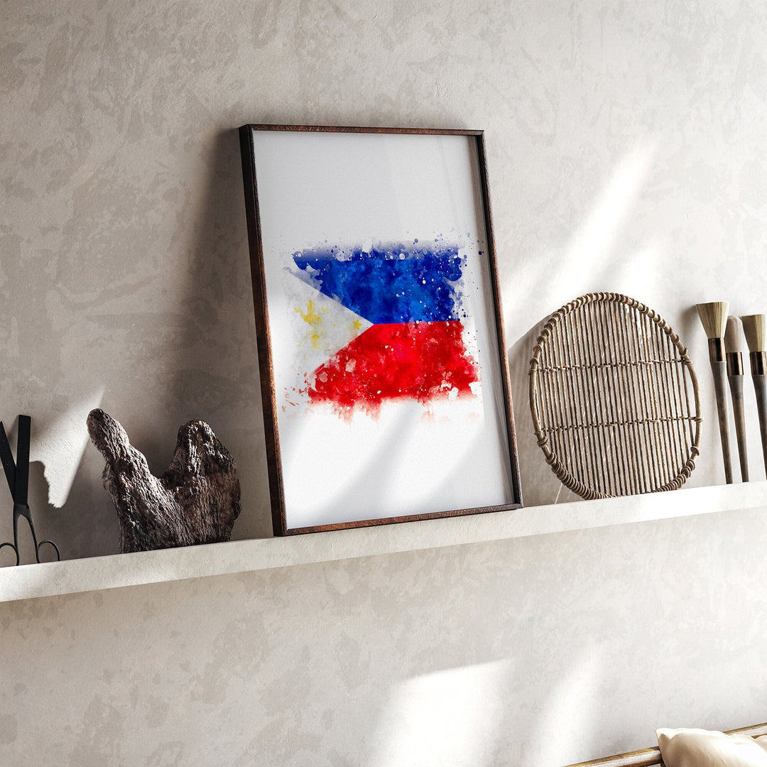 Philippines Watercolor Flag Wall Art Print | Philippines Travel Poster