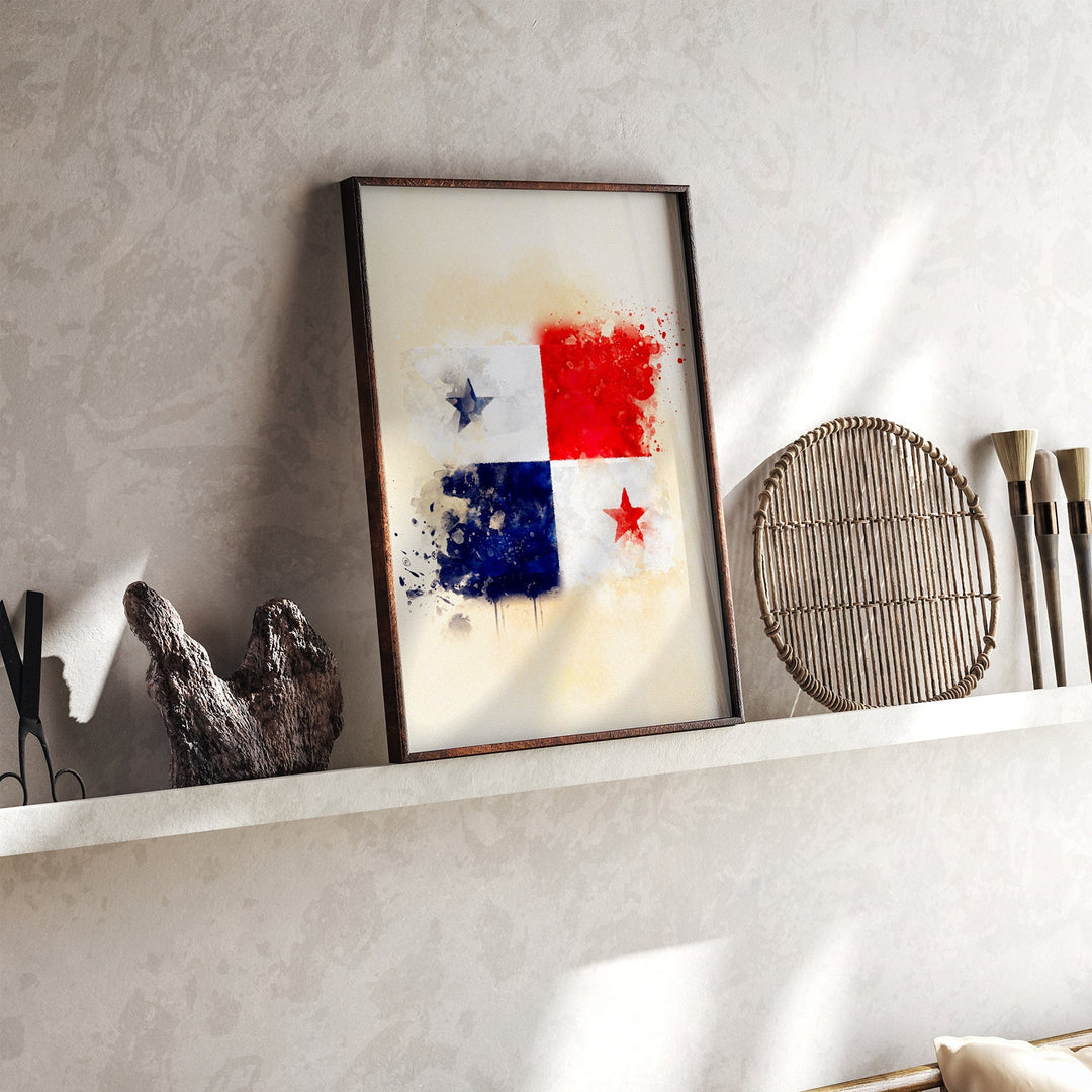Panama Watercolor Flag Wall Art Print | Panama Travel Poster