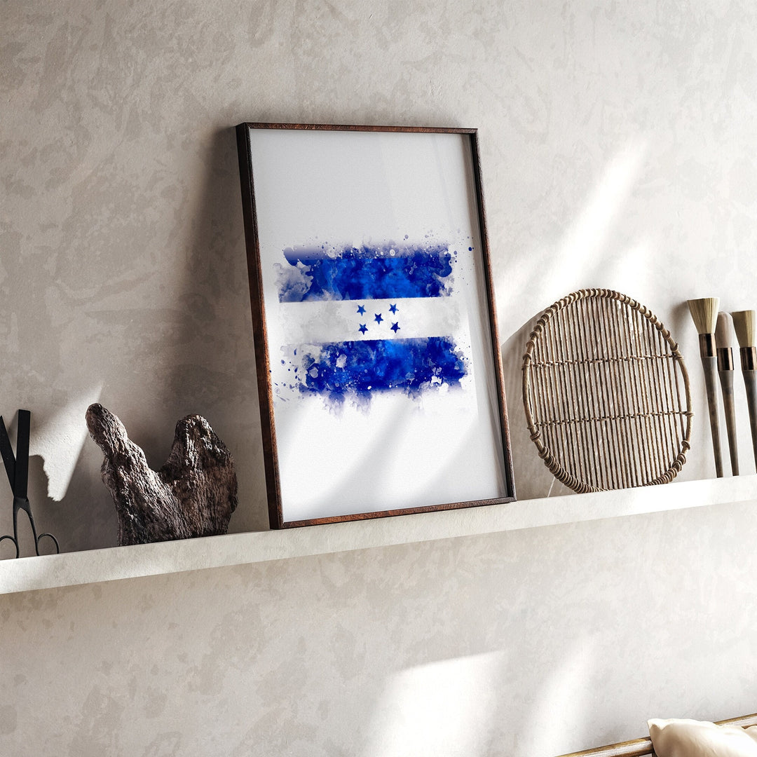 Honduras Watercolor Flag Wall Art Print | Honduras Travel Poster