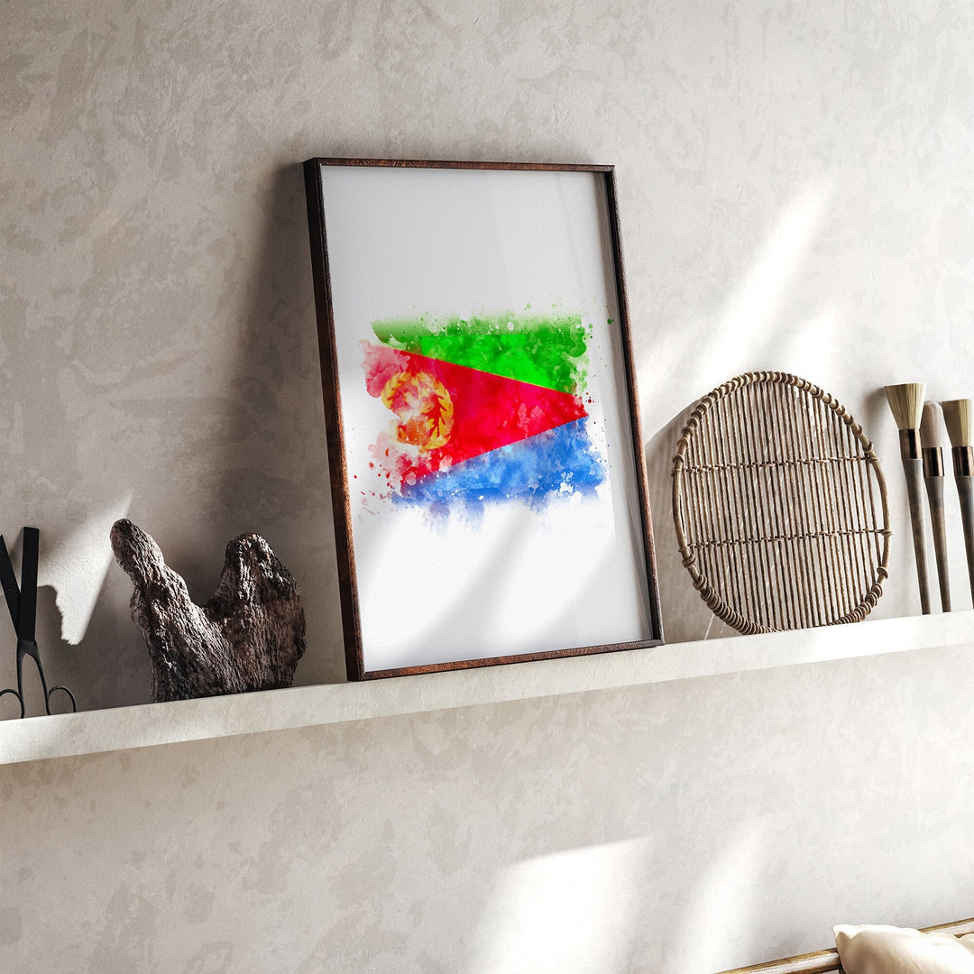 Eritrea Watercolor Flag Wall Art Print | Eritrea Travel Poster