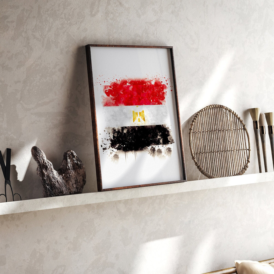 Egypt Watercolor Flag Wall Art Print | Egypt Travel Poster | Egyptian Art