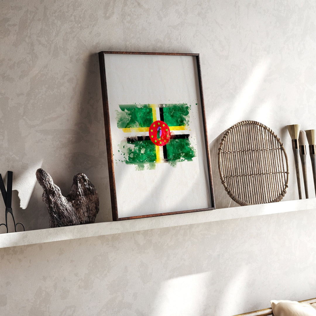 Dominica Watercolor Flag Wall Art Print | Dominica Travel Poster