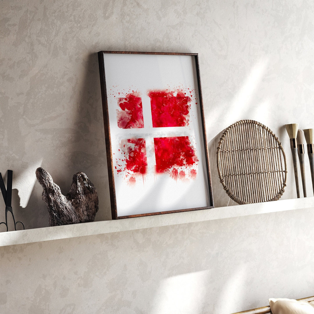Denmark Watercolor Flag Wall Art Print | Denmark Travel Poster