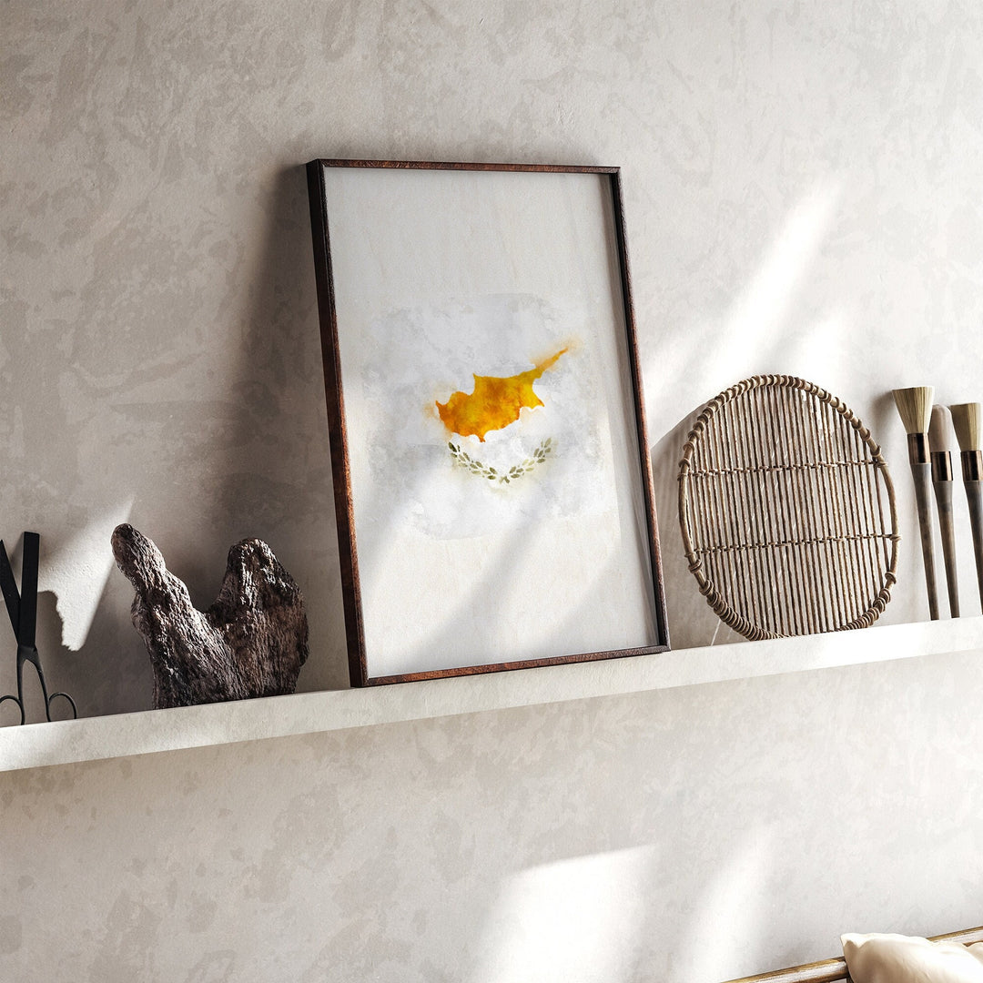 Cyprus Watercolor Flag Wall Art Print | Cyprus Travel Poster