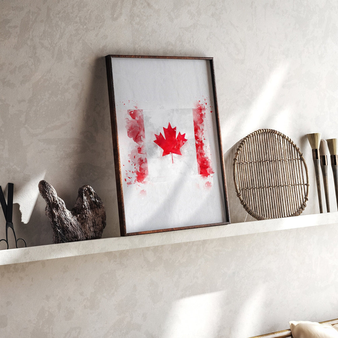 Canada Watercolor Flag Wall Art Print | Canada Travel Poster | Canadian Art