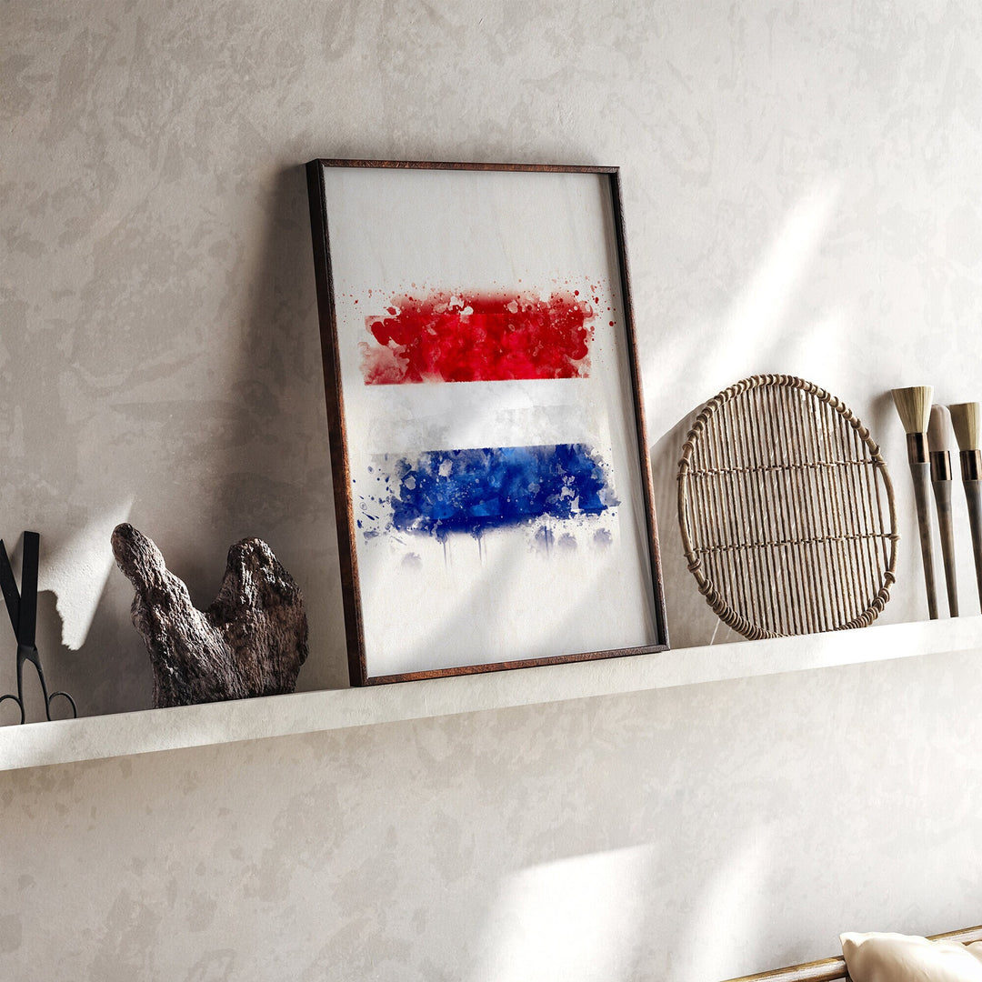 Netherlands Watercolor Flag Wall Art Print | Netherlands Travel Poster