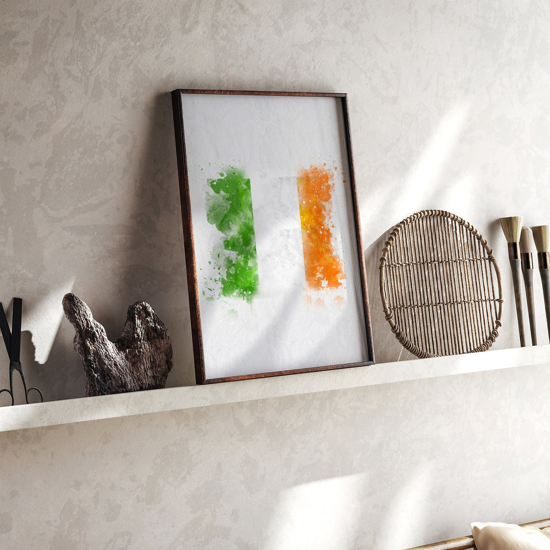 Ireland Watercolor Flag Wall Art Print | Ireland Travel Poster