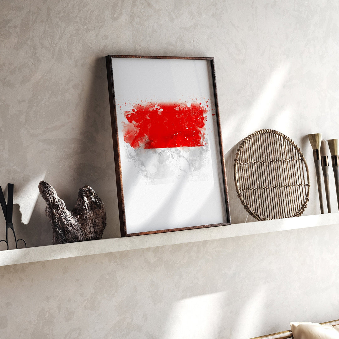 Indonesia Watercolor Flag Wall Art Print | Indonesia Travel Poster