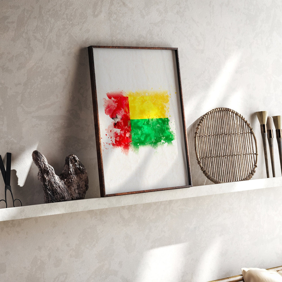 Guinea-Bissau Watercolor Flag Wall Art Print | Guinea-Bissau Travel Poster