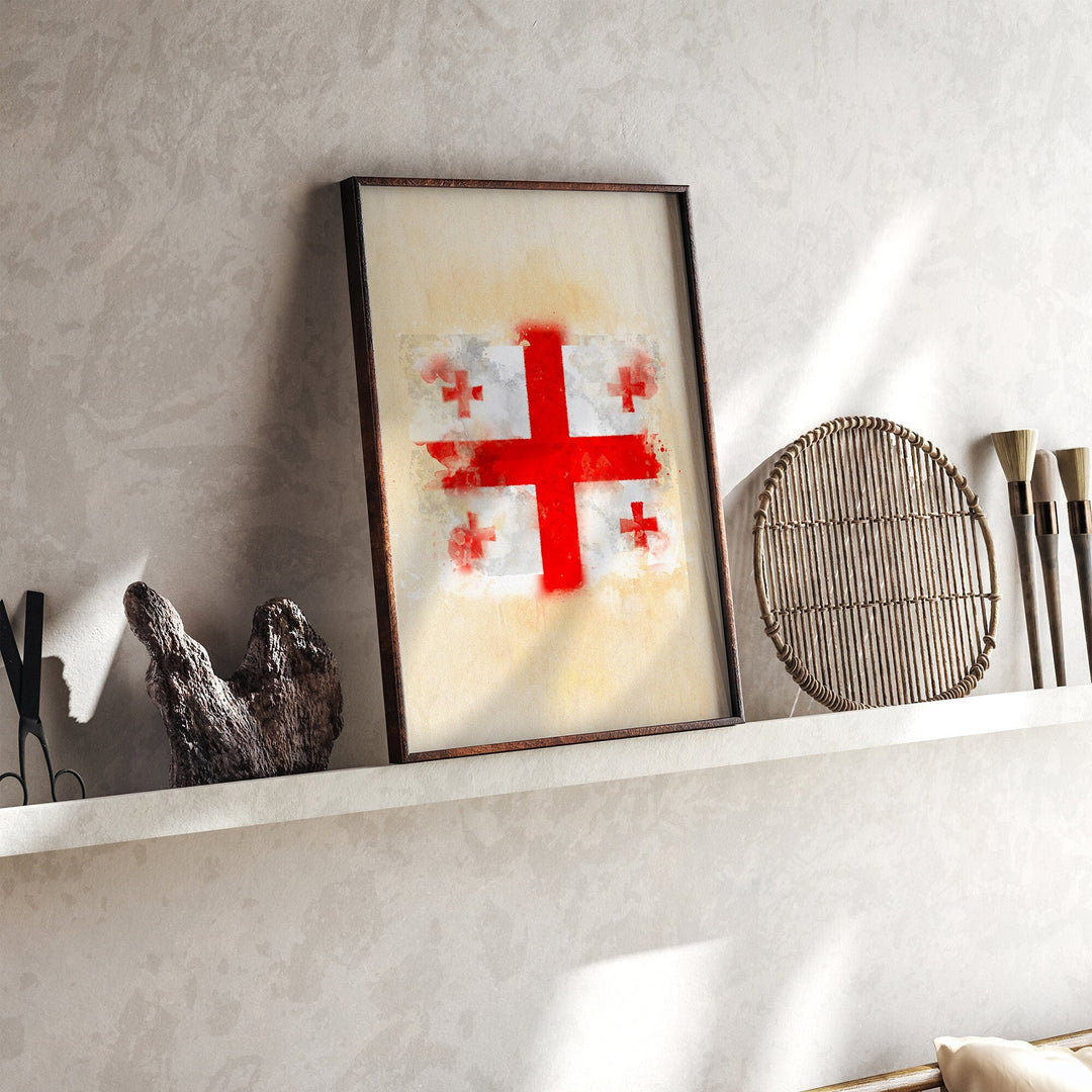 Georgia Watercolor Flag Wall Art Print | Georgia Travel Poster
