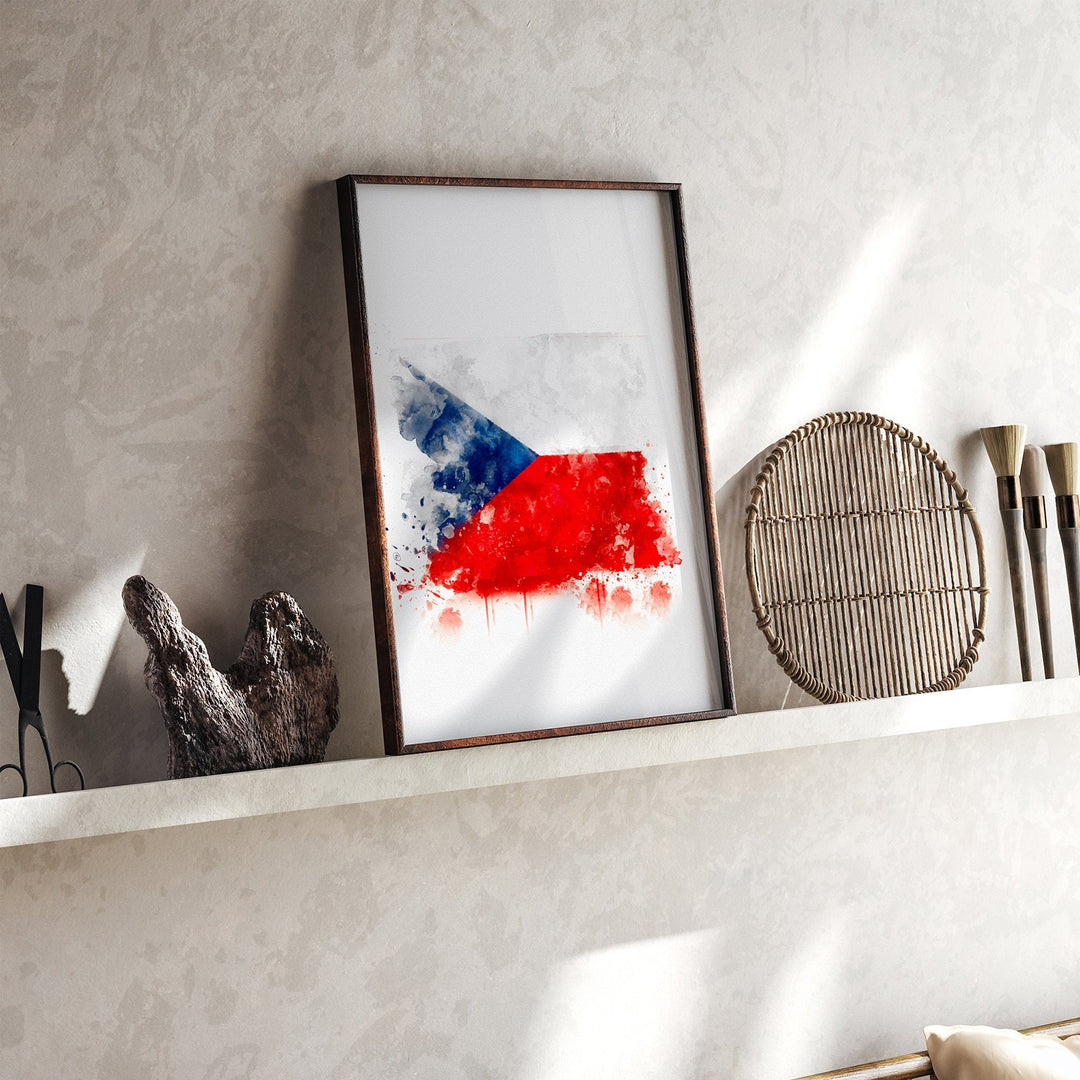Czech Republic Watercolor Flag Wall Art Print | Czech Republic Travel Poster