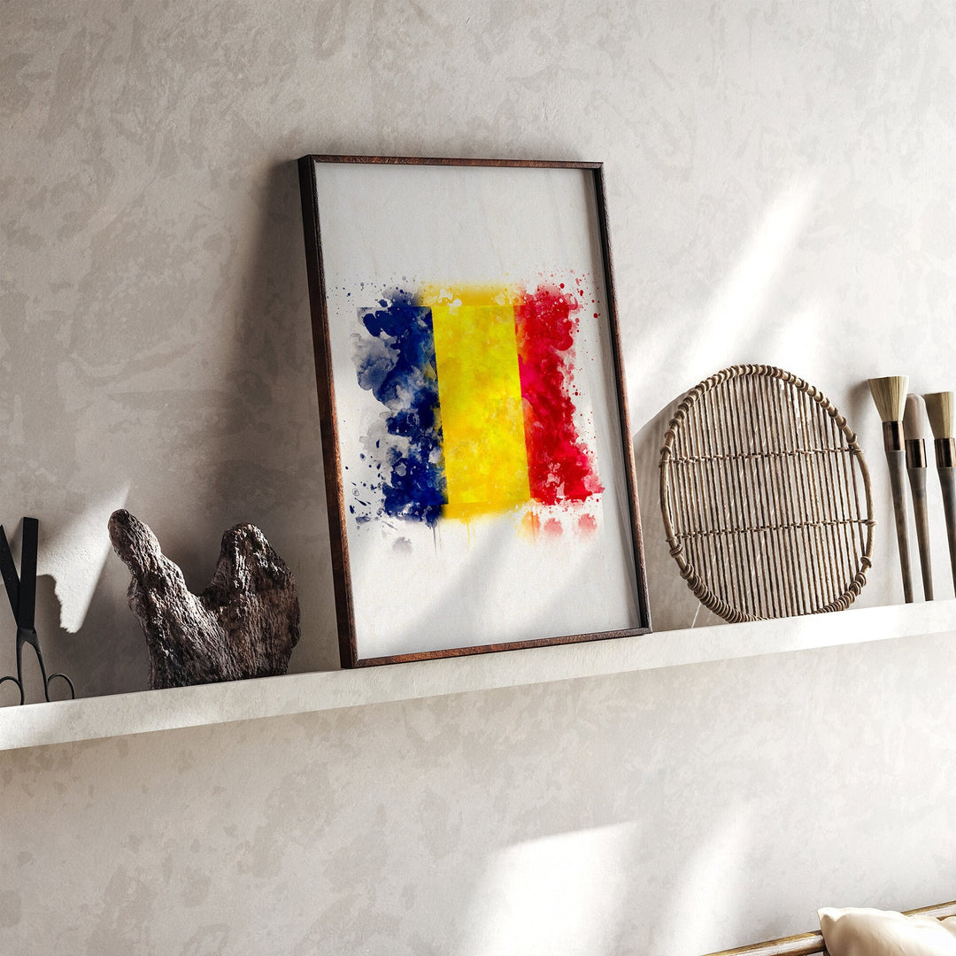 Chad Watercolor Flag Wall Art Print | Chad Travel Poster