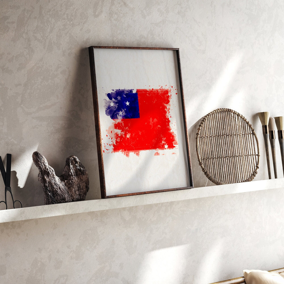 Samoa Watercolor Flag Wall Art Print | Saint Lucia Travel Poster