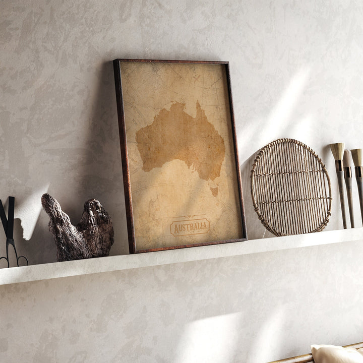 Vintage Australia Map Wall Art Print