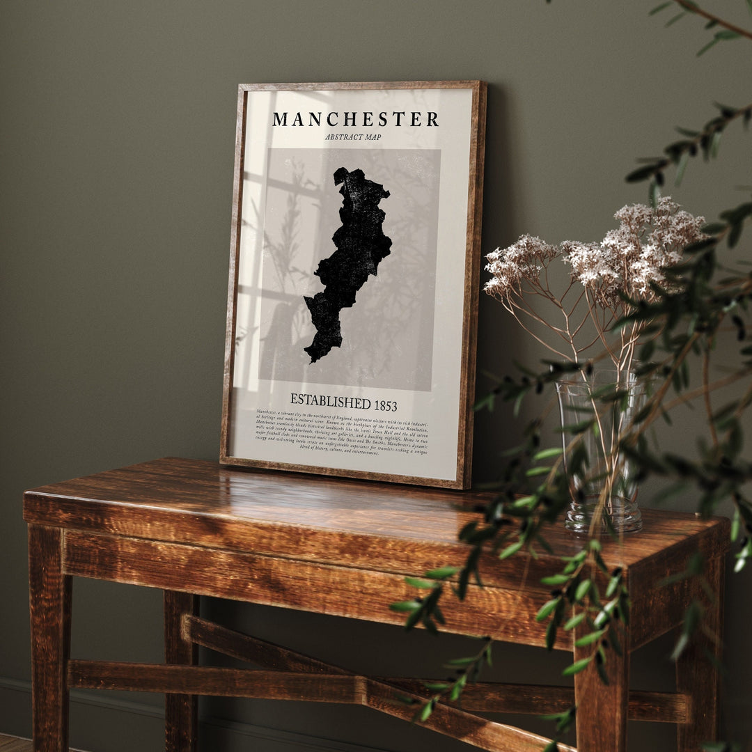 Abstract Manchester, United Kingdom Map Vintage Wall Art Print Picasso + Matisse Inspired Travel Poster UK Great Britain