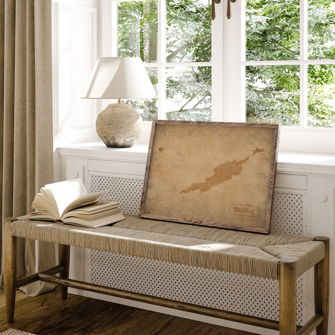 Vintage Anguilla Map Wall Art Print