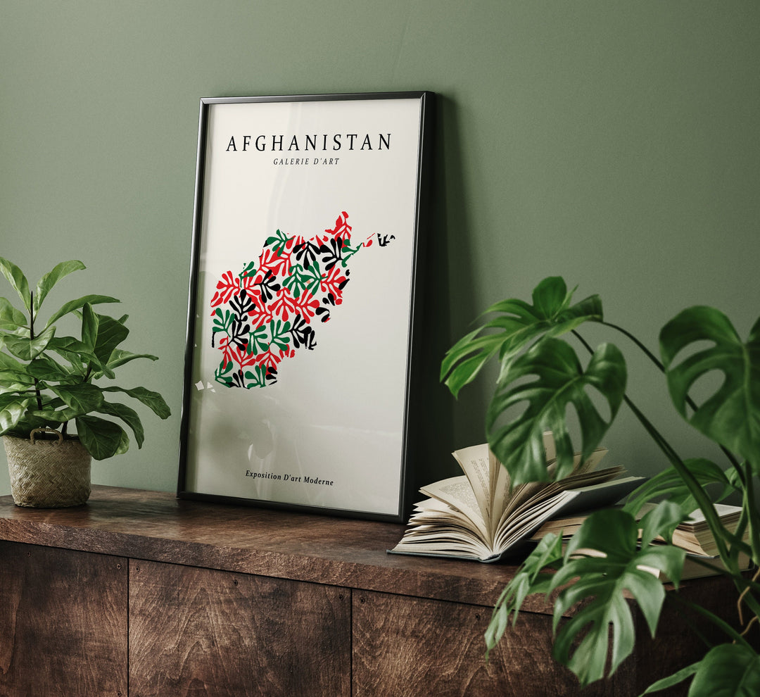 Afghanistan Map Henri Matisse Inspired Wall Art Print