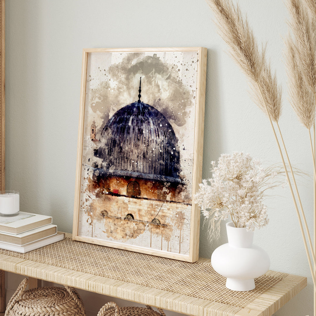 Palestine Masjid Al Aqsa Watercolour Islamic Wall Art Print