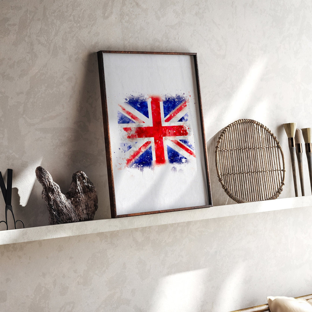United Kingdom Watercolor Flag Wall Art Print | UK Travel Poster | Great Britain
