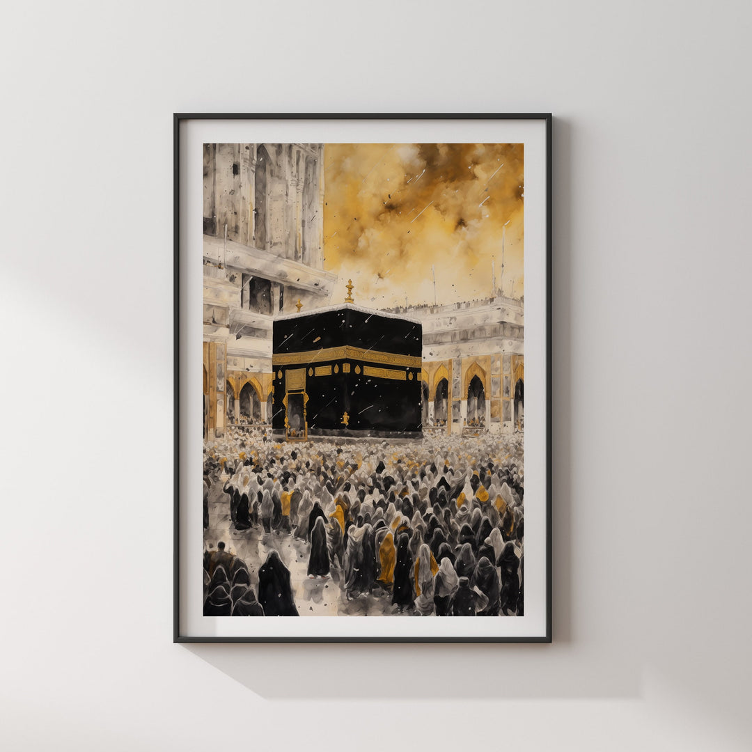 Kaaba Painting Islamic Wall Art Print | Masjid Al Haram Grand Mosque Mecca | 2024 Edition