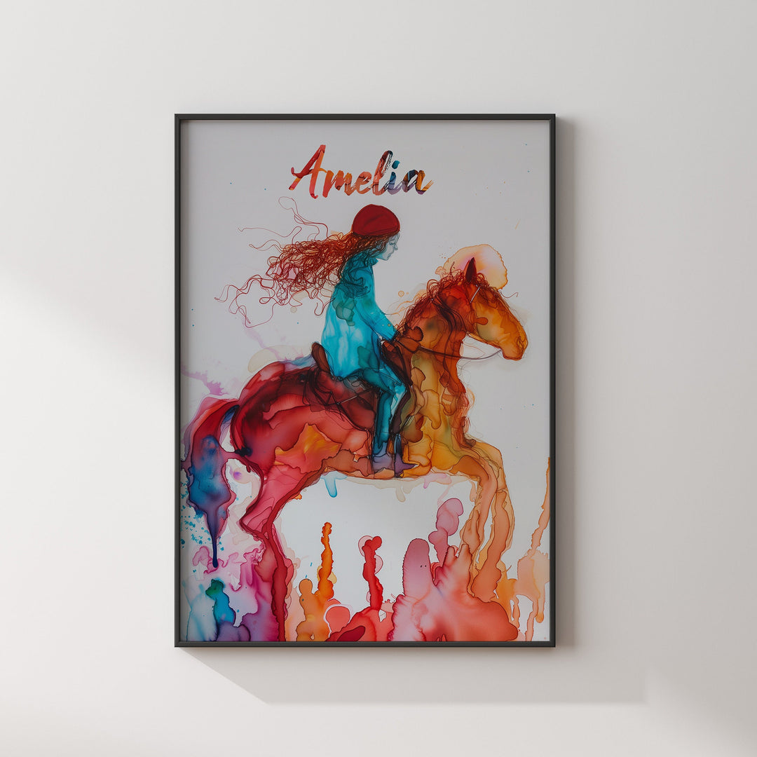 Personalised Horse Riding Wall Art Print | Gift For Girls Daughter Birthday Christmas
