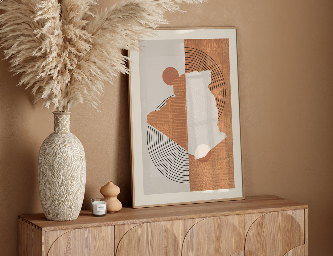 Boho Algeria Map | Mid Century Algeria Wall Art Print