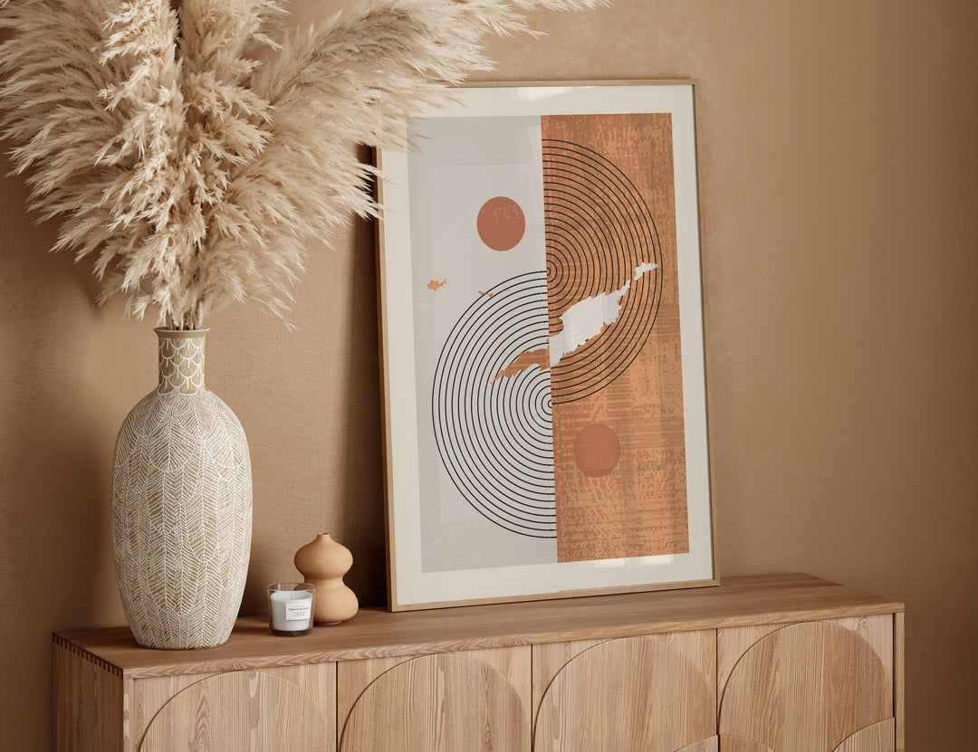 Boho Anguilla Map | Mid Century Anguilla Wall Art Print