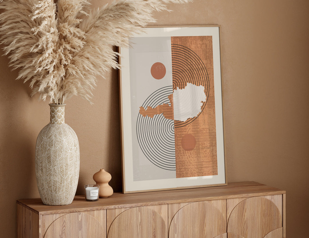 Boho Austria Map | Mid Century Austria Wall Art Print
