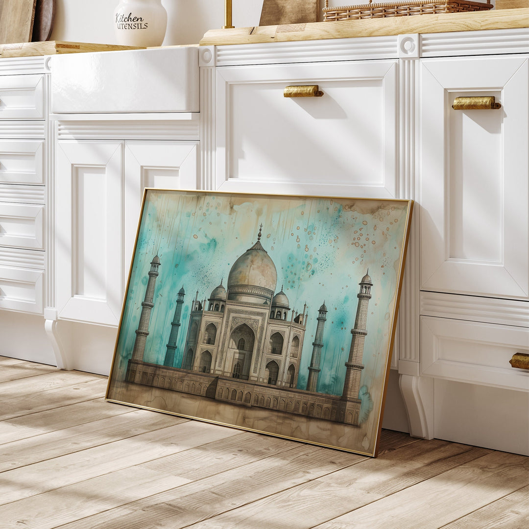 Taj Mahal Watercolor Painting Wall Art Print | Indian Art | India Travel Print