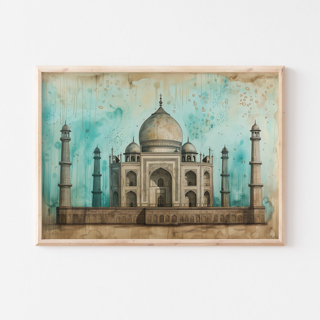Taj Mahal Watercolor Painting Wall Art Print | Indian Art | India Travel Print