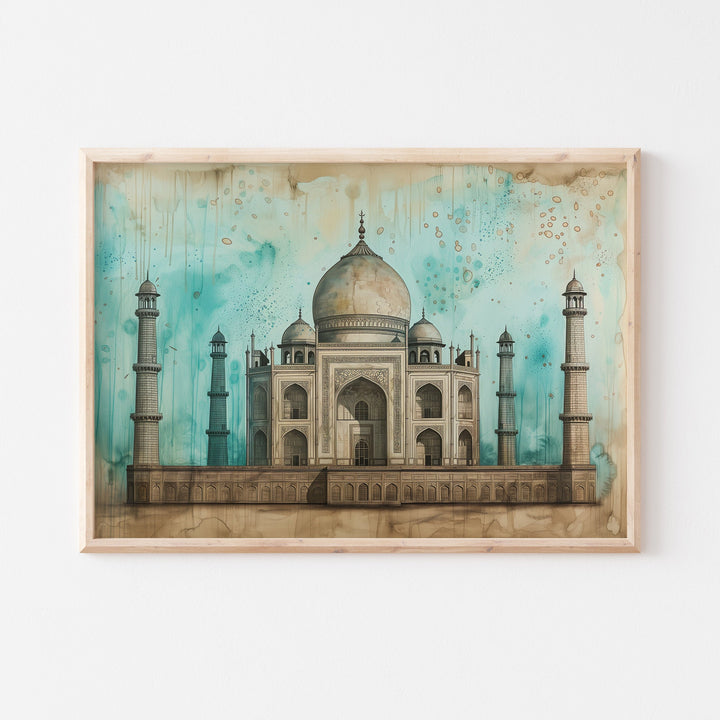 Taj Mahal Watercolor Painting Wall Art Print | Indian Art | India Travel Print