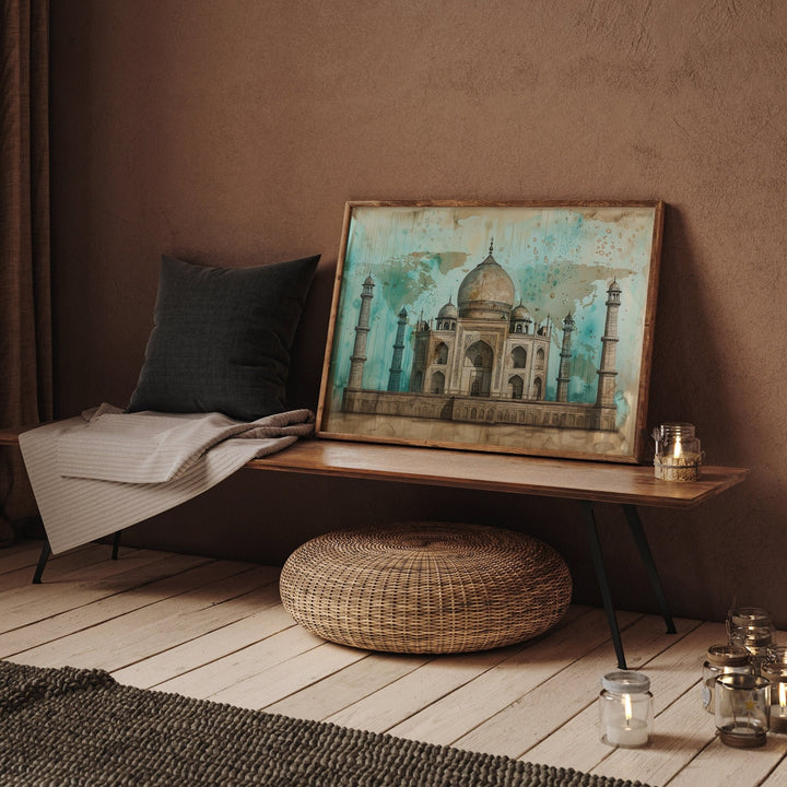 Taj Mahal Watercolor Painting Wall Art Print | Indian Art | India Travel Print