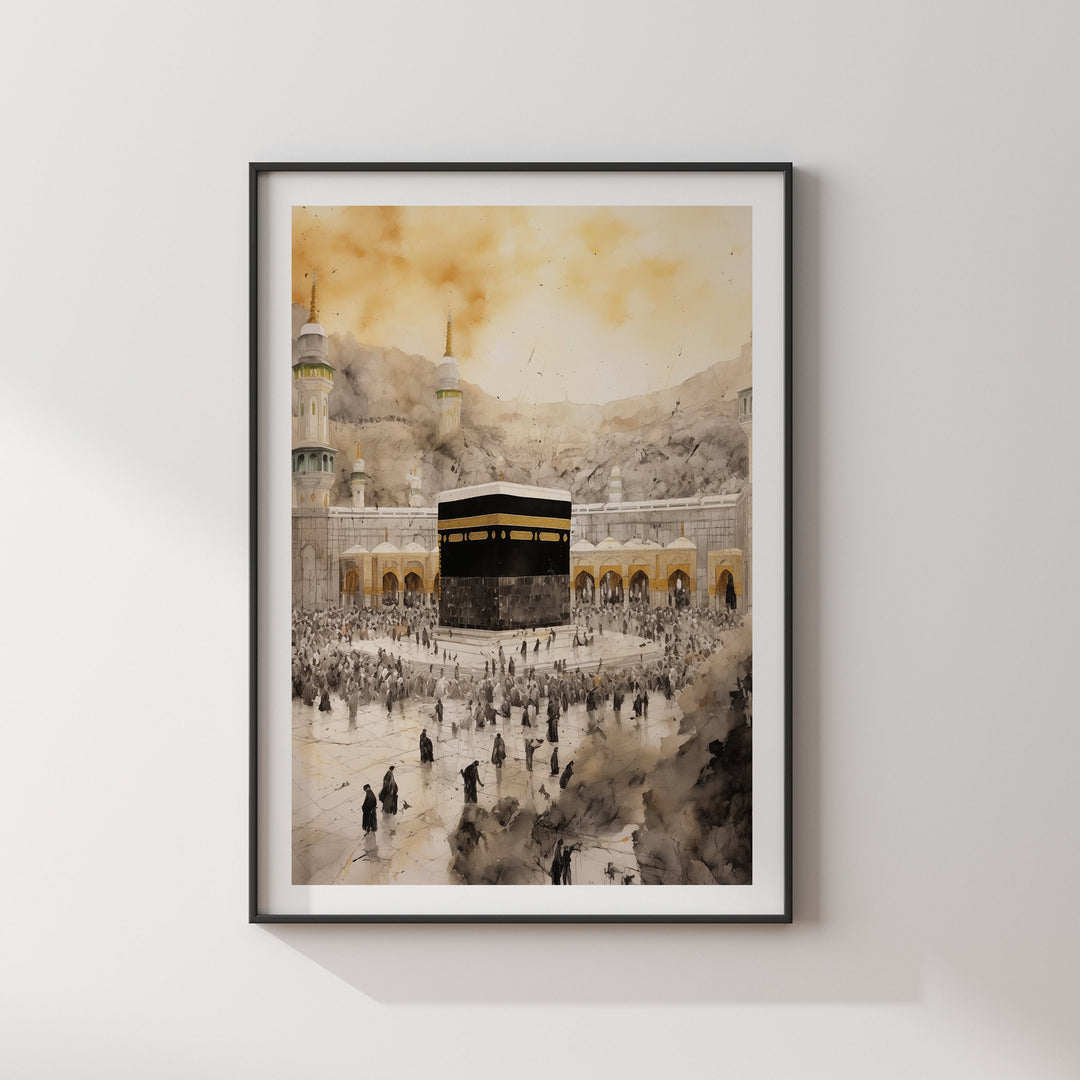 Kaaba Painting Islamic Wall Art Print | Masjid Al Haram Grand Mosque Mecca | 2024 Edition
