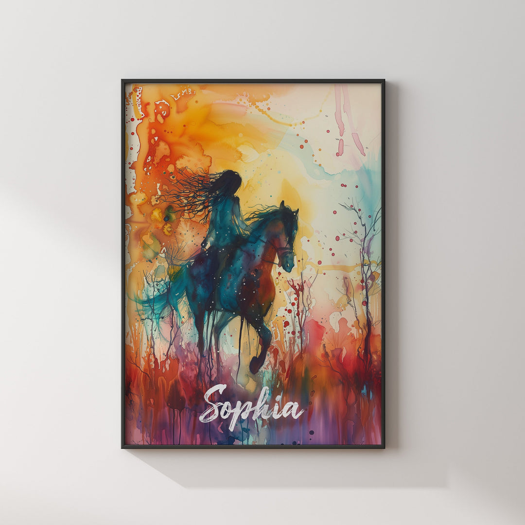 Personalised Horse Riding Wall Art Print | Gift For Girls Daughter Birthday Christmas