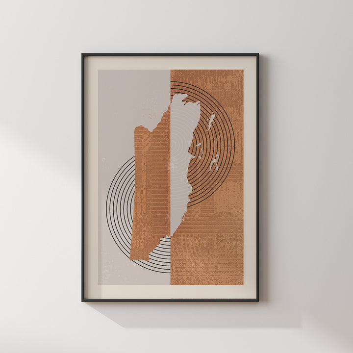 Belize Map Wall Art Print | Boho Mid Century