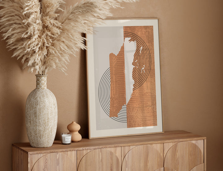 Belize Map Wall Art Print | Boho Mid Century