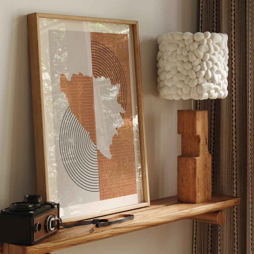 Bosnia and Herzegovina Map Wall Art Print | Boho Mid Century